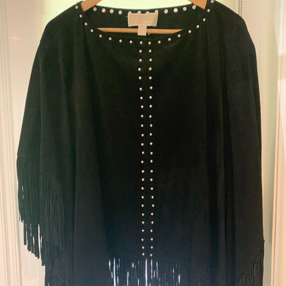 Black Suede Michael Kors Poncho - Size S/M